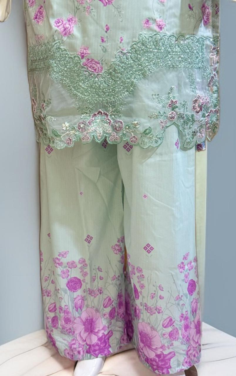 3 PC Sequin Embroidered Slub Lawn (Pret)