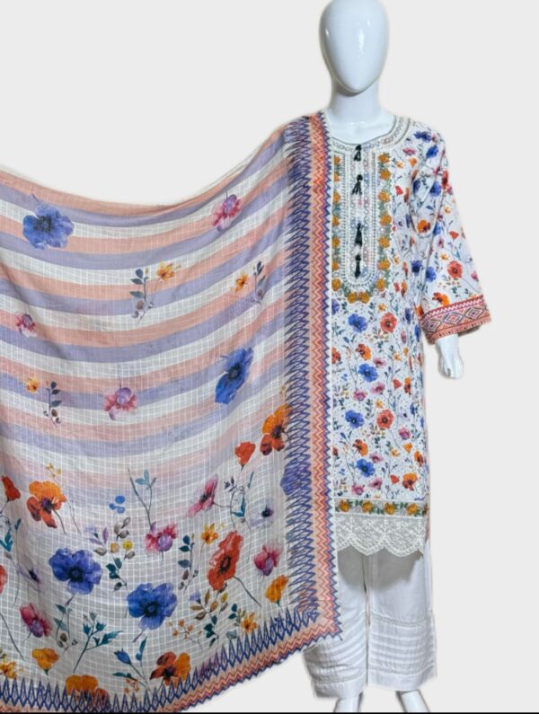 3 PC Schiffli Embroidered Lawn Suit (Pret)