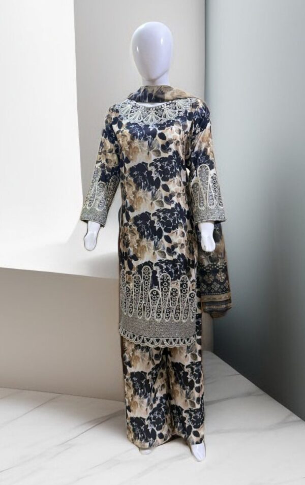 3 PC Boring Embroidered Slub Lawn (Pret)