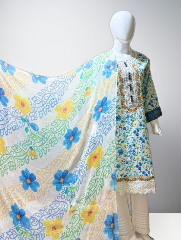3 PC Schiffli Embroidered Lawn Suit (Pret)