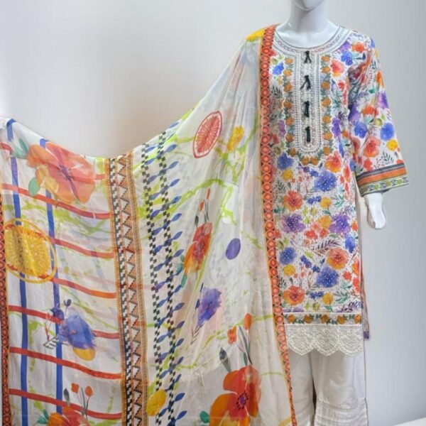 3 PC Schiffli Embroidered Lawn (Pret)