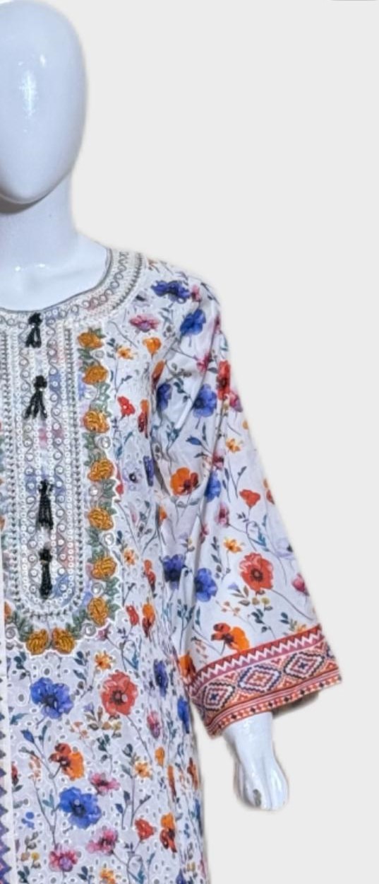 3 PC Schiffli Embroidered Lawn Suit (Pret)