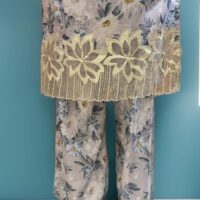 3 PC Embroidered Slub Lawn with applique patches (Pret) - Image 2