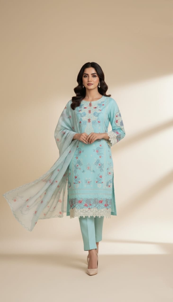 3 PC Embroidered Khadi (Pret)