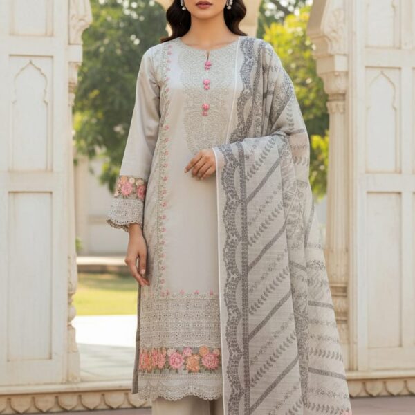 3 PC Embroidered Khadi (Pret)