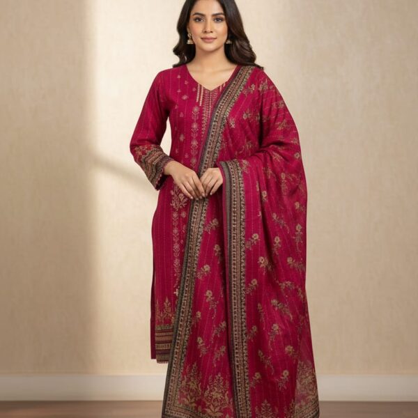 3 PC Embroidered Dhanak (Pret)