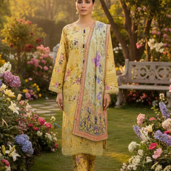 3 PC Embroidered Khadi (Pret)