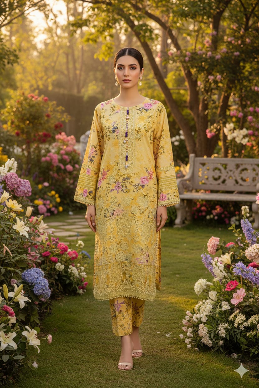 3 PC Embroidered Khadi (Pret) - Image 3