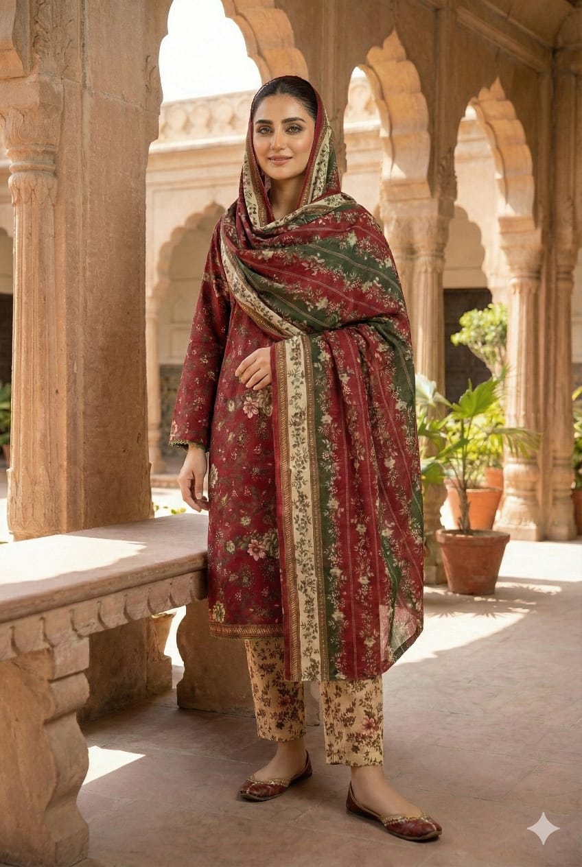 3 PC Printed Khaddar (Pret)