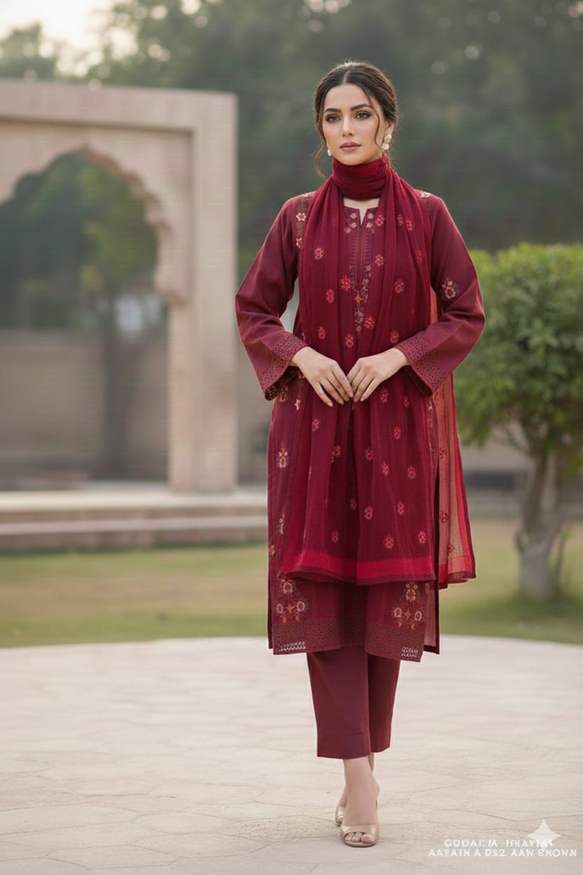 3 Pc Embroidered Cotton (Pret)