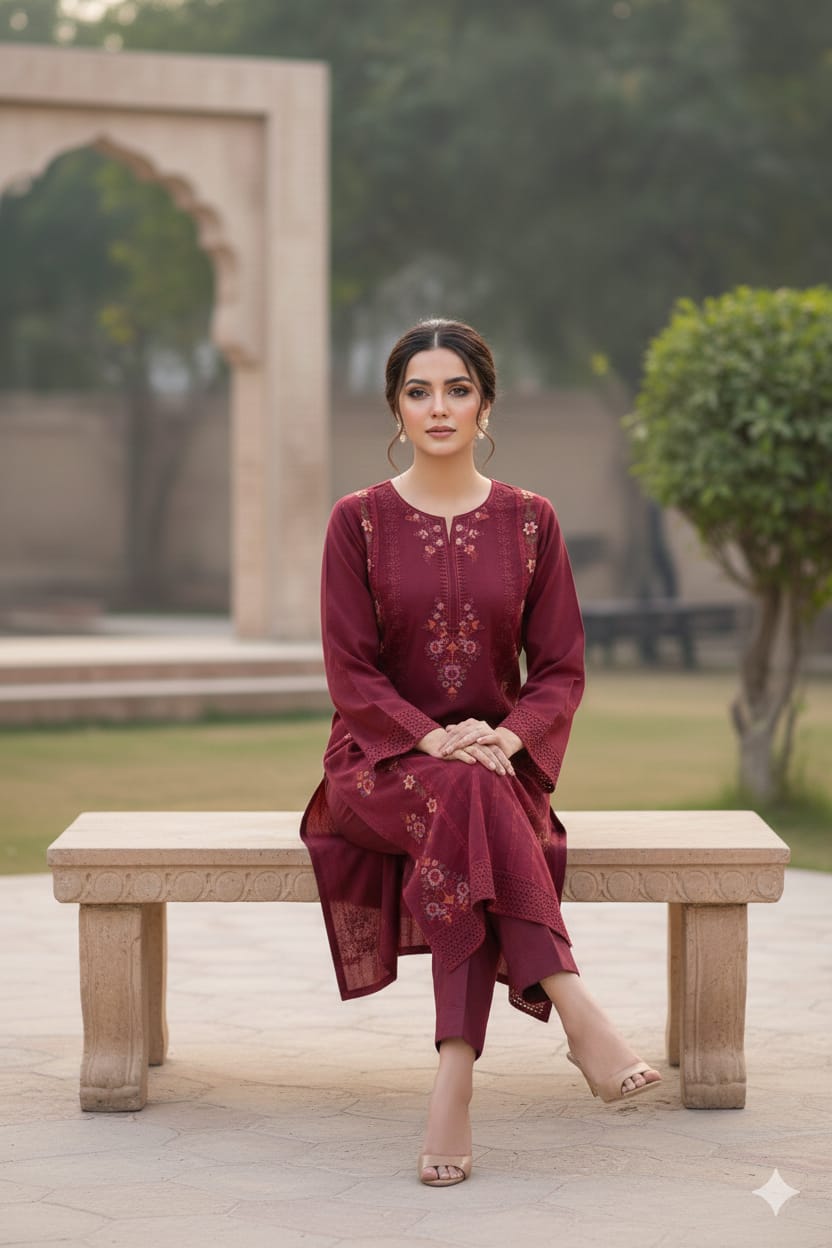 3 Pc Embroidered Cotton (Pret) - Image 4