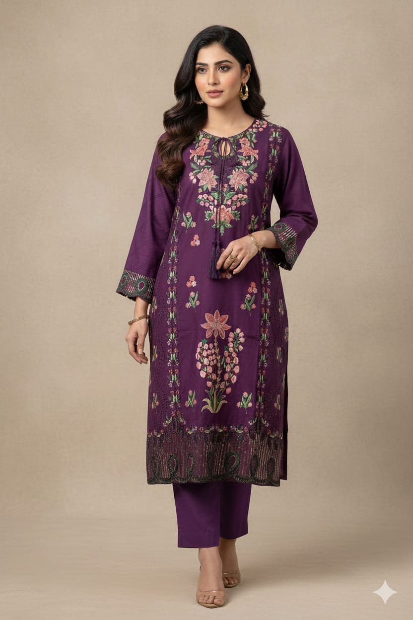 3Pc Embroidered Cotton (Pret)