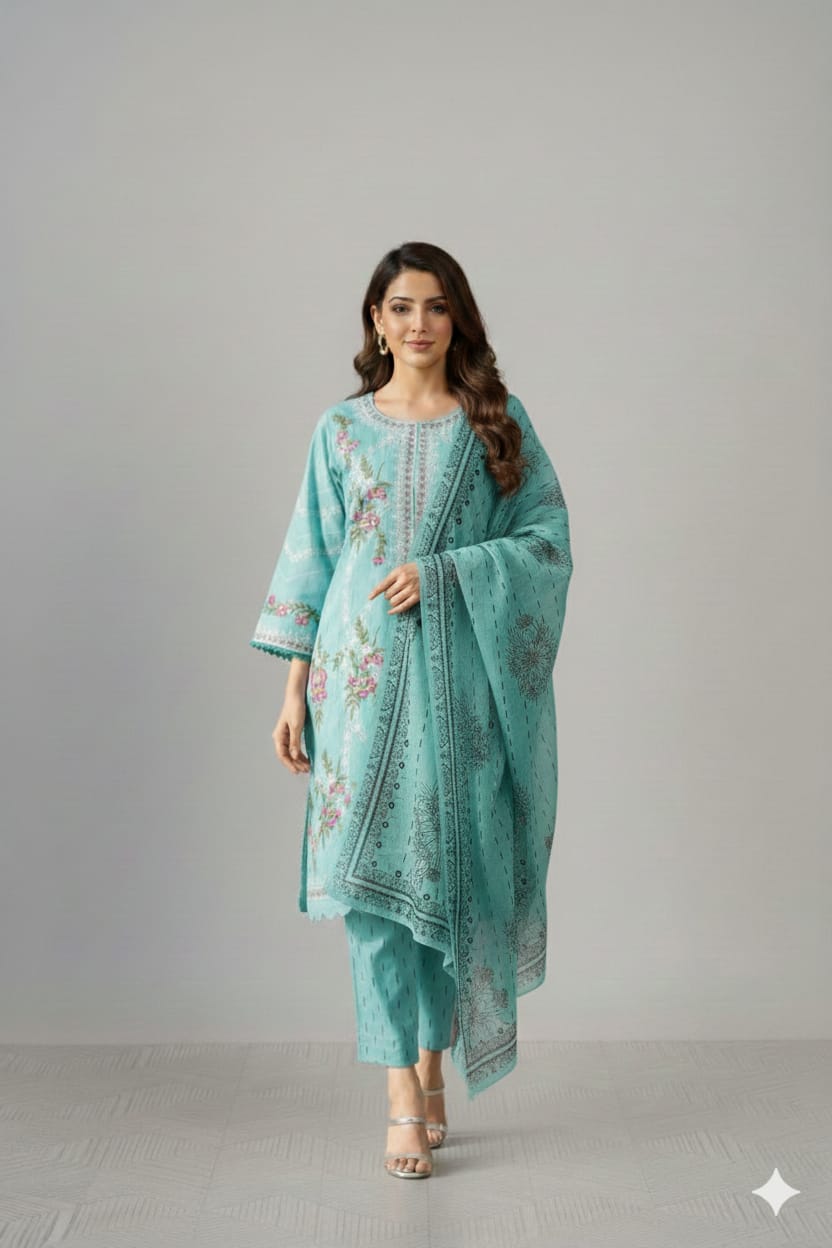 3 Pc Embroidered Lawn (Pret)