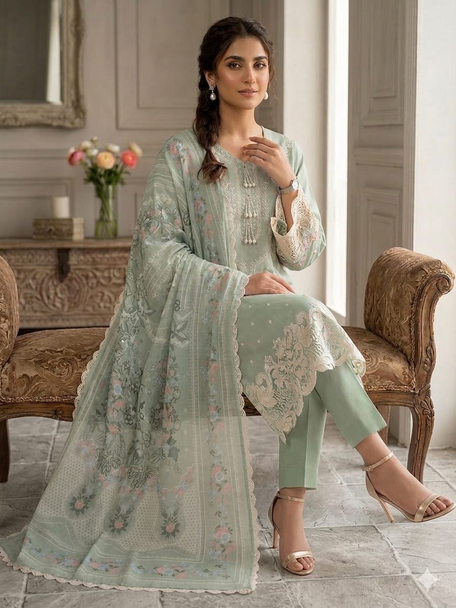 3Pc Embroidered Lawn (Pret)