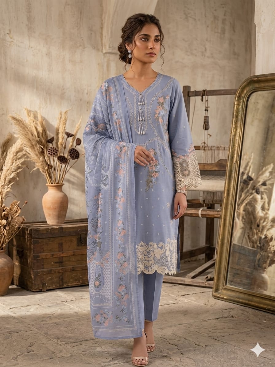 3Pc Embroidered Lawn (Pret)